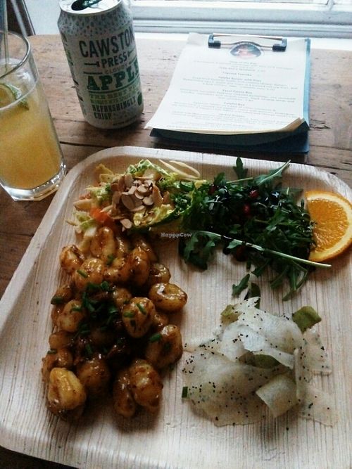 Red pesto gnochhi, salad and slaw at Liar Liar in Oswestry