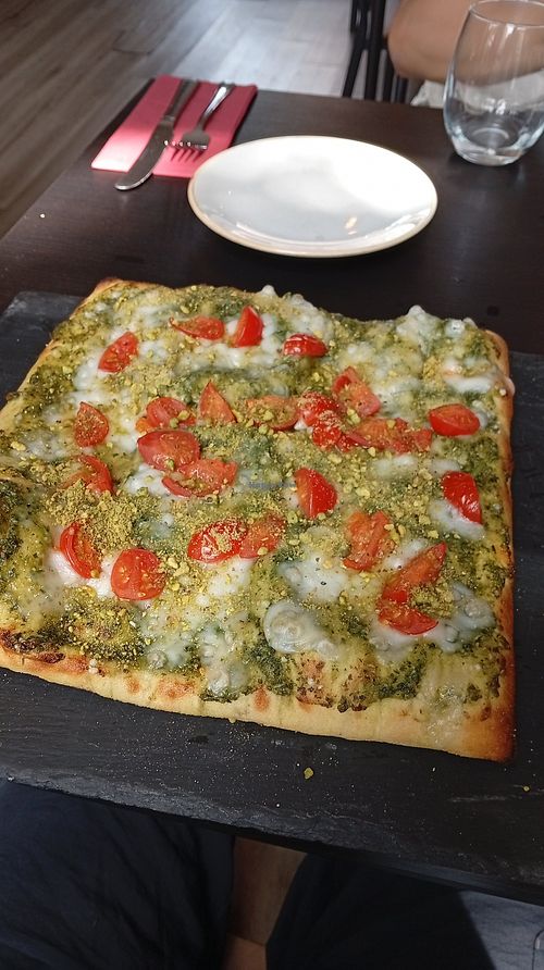 Vegan pistachio pesto pizza 😍 at Tradizioni in Cambridge