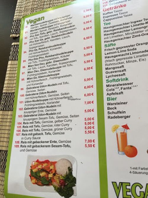 Vegan menue at Vegan Express in Leipzig