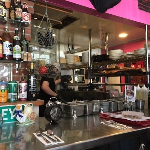 Sit at the counter and watch the kitchen magic. at Cafe Miranda in Rockland