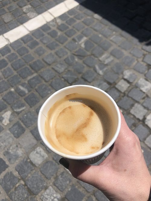 Coffee with rice mylk to go at Presnica in Ljubljana