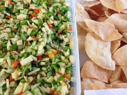 Refreshing Cucumber, Apple & capsicum salad, perfect accompaniment for spicy dishes  at Ru's Veggie Kitchen in Narre Warren