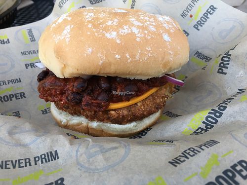 Vegan chili cheese burger at Proper Burger Co in Salt Lake City