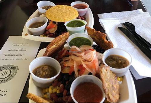 Delicious plantains and flavorful sauces at Arepas & Co in Dayton