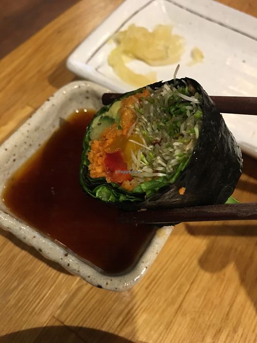 Vegetables rolls with ginger sauce  at Shizenya - Downtown in Vancouver