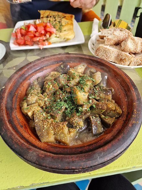 Eggplant tajine, not so yummy at Le Corail Vegan Food in Essaouira