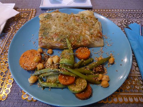 Pastilla mit Gemüsefüllung at Le Corail Vegan Food in Essaouira