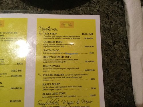 Veggie options at Sipho's Restaurant and Cafe in Chico