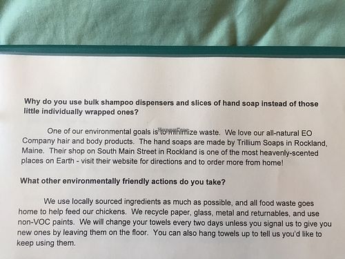 More about the very "green" nature of this special B&B at Acacia House Inn in Bar Harbor