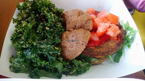 Basic burger at Skinny Buddha Organic Food & Fitness in Mt Kisco