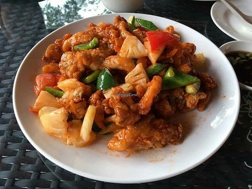 sweet and sour mushroom at Soon De Vegetarian 顺德素食 in North Singapore