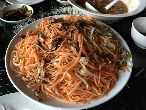 longevity noodle (taken during birthday celebration) at Soon De Vegetarian 顺德素食 in North Singapore