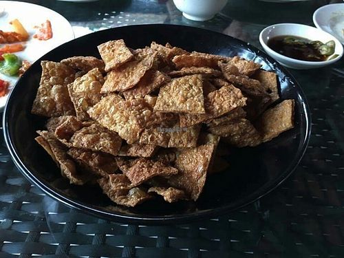 fried (mock) goose at Soon De Vegetarian 顺德素食 in North Singapore