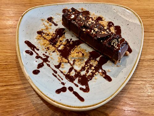 deliciously rich chocolate cake at Goodness in Tel Aviv