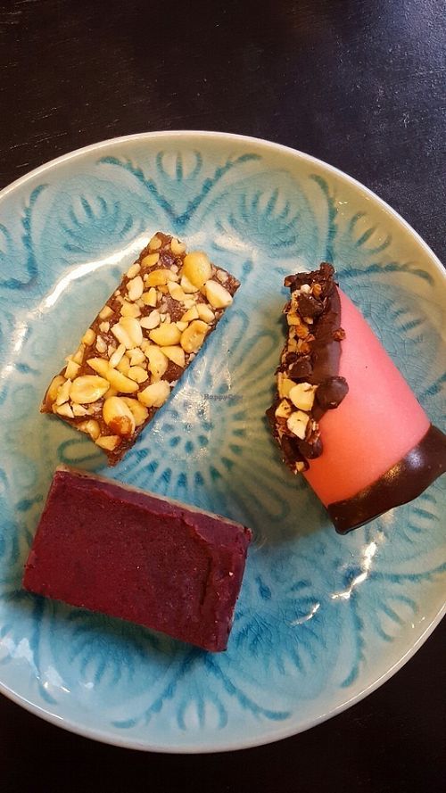 The vegan snickers and raspberry slices (on the left) were delicious at Whoopie in Copenhagen