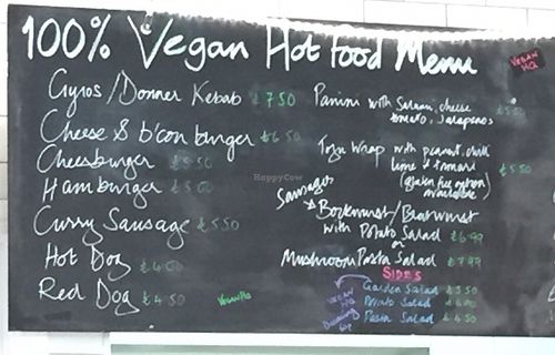 The menu at Vegan HQ in West London