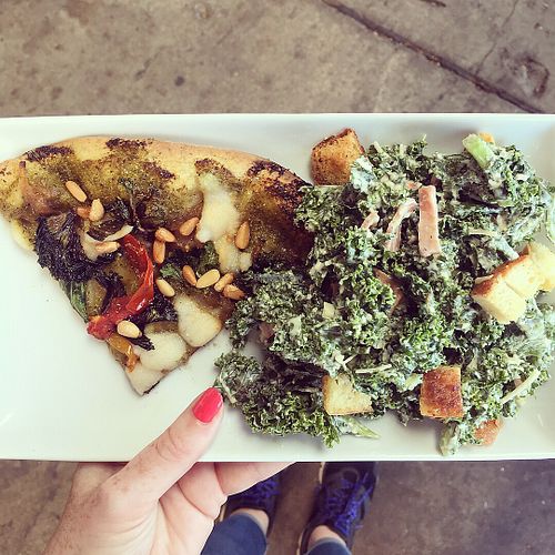 A slice and salad  at Virtuous Pie in Portland