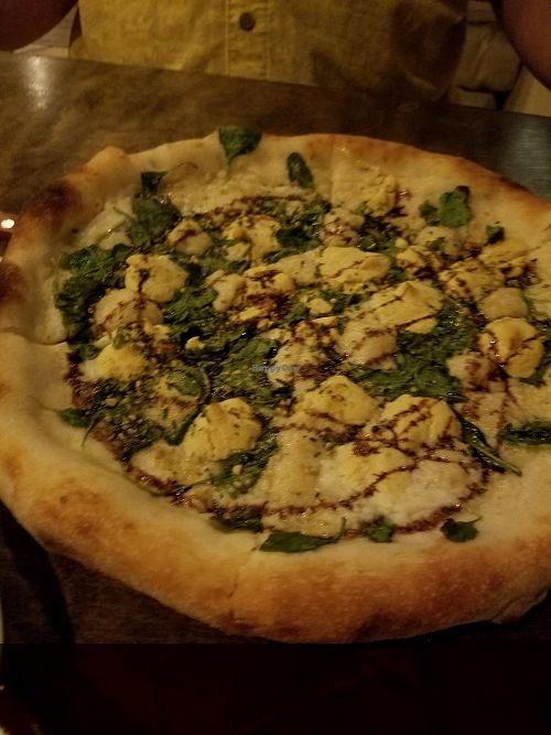 Mr. White pizza. Mozzarella, ricotta, spinach, lemon infused olive oil & balsamic reduction at Donna Jean in San Diego
