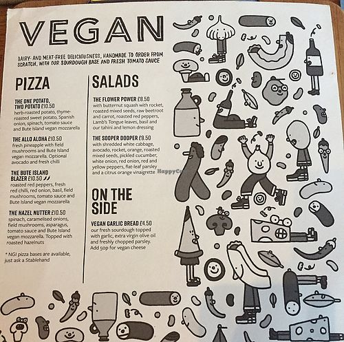 vegan menu at The Stable in Newquay