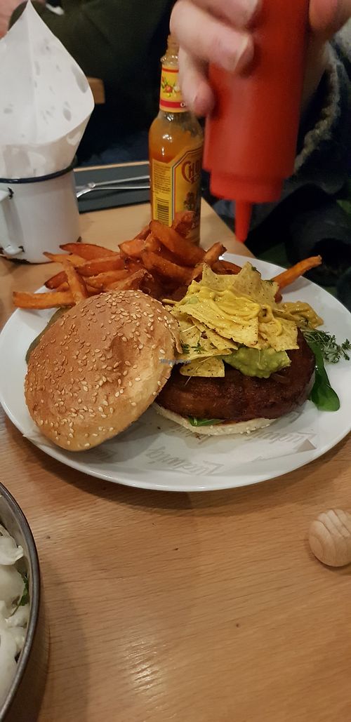 Vegan sweet potato burger at Ludwig Burger in Salzburg