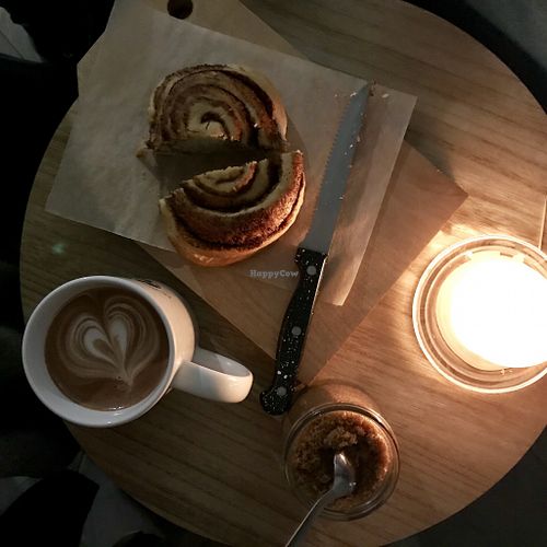 Hot chocolate and cinnamon bun at B12 Candy Bar in Kyiv