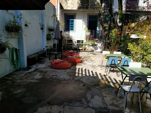 outside at Pandora Patio Cafe in Porto