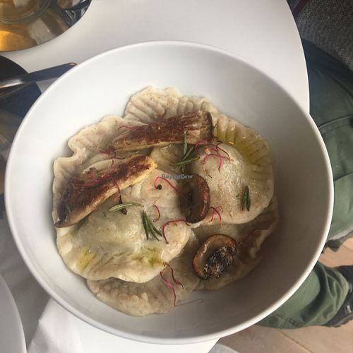 Ravioli with spinach. at Think Love Juices & Vegan Food in Wroclaw