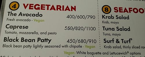 Veg menu at Which Wich in Schererville