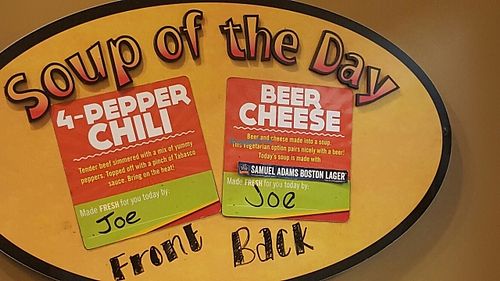 soup choices at bd's Mongolian Grill in Flint