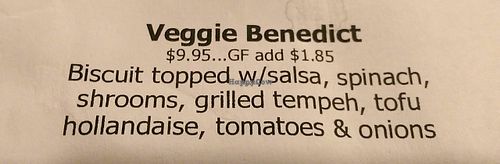 The biscuit is not vegan, but they can use a vegan bread.   at Jack & Diane's  in Fernandina Beach