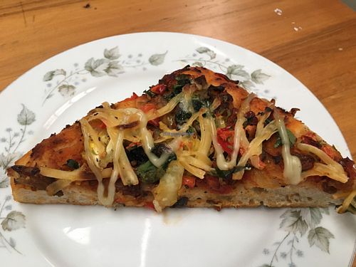 Vegan pizza  at The Exchange Cafe in Christchurch
