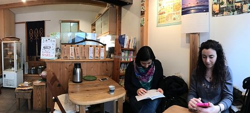 Inside the shop at Ureshinomusubian in Osaka