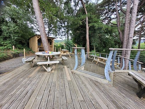 Outside seating area at Caffi Caban Cafe in Brynrefail
