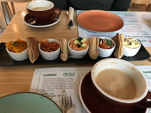 Starter - dips and pita  at Wegeguru in Warsaw