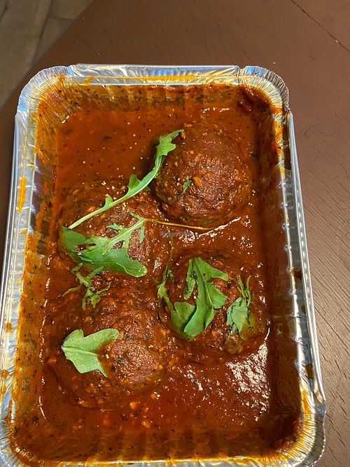 Impossible meatballs  at Albano's Pasta Shop in Valparaiso
