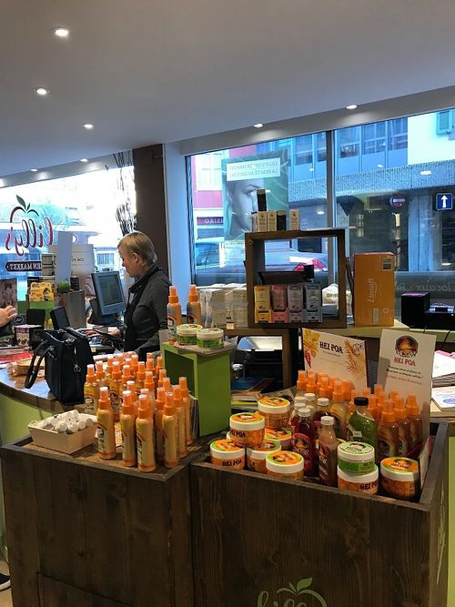 Inside store at Lilly's Green Market in Nyon