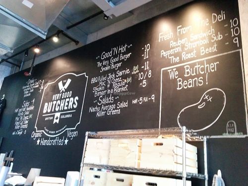 blackboard menu at The Very Good Butchers in Victoria