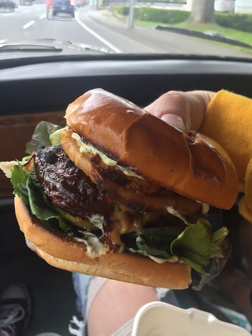 The Dill Pickle burger at The Very Good Butchers in Victoria