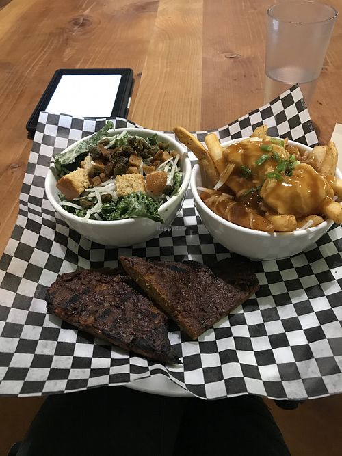 BBQ plate (with ribz, poutine and Caesar salad) at The Very Good Butchers in Victoria