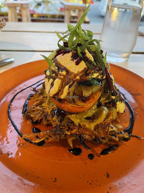 Vegan stack (which was quite oily and the hash browns were half raw)  at SHAKA - Bohol in Panglao