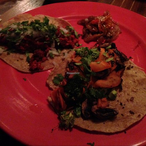 soy chorizo taco and grilled vegetable taco  at Don Taco Tequila in San Miguel De Allende