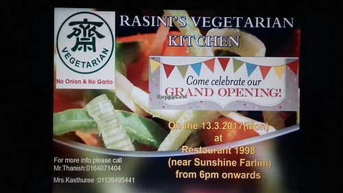 banner at Rasini's Vegetarian Kitchen - Restaurant 1998 in Penang