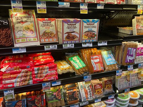 Vegan "meats" at Brooklyn Harvest Market in Brooklyn