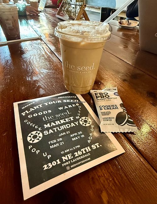 Iced Latte & Cookies and Cream FroPro (vegan) at The Seed in Boca Raton