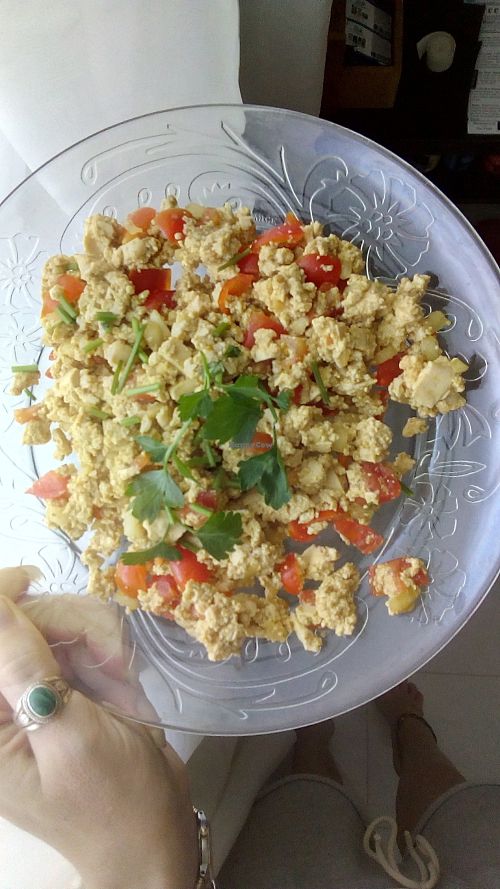 Vegan Scrambled Tofu tastes amazingly real! at U are Brilliant Homestay in Penang