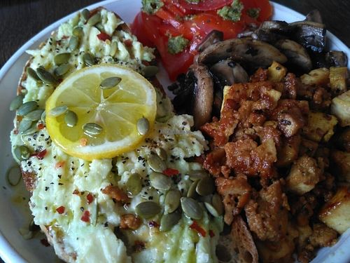 Full breakfast at The Longhouse Cafe in Brighton