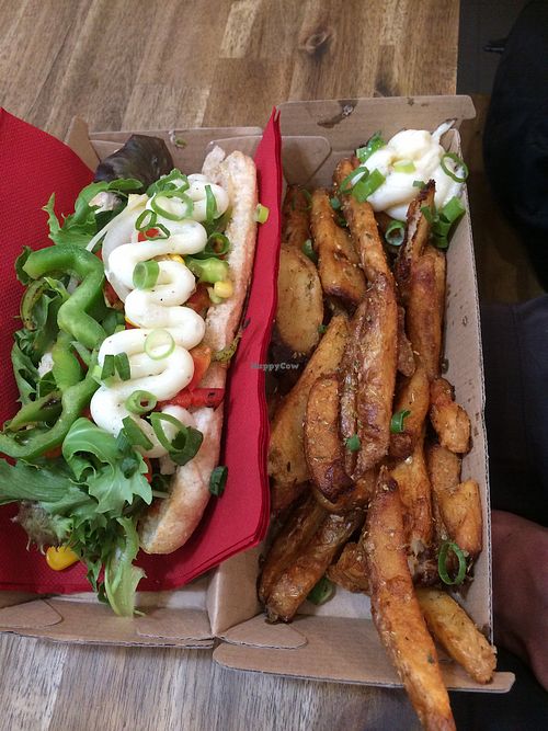 Best dog and chips (vegetarian) at WassupDOG in Fremantle