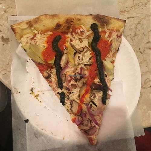 v is for vegan pizza at Two Boots - Hell's Kitchen in New York City