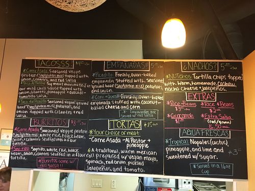 Menu Board  at Mi Vegana Madre in Glendale