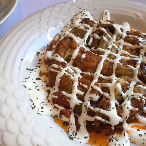 Badinjan (eggplant) appetizer at Roxana's Restaurant in Merrillville